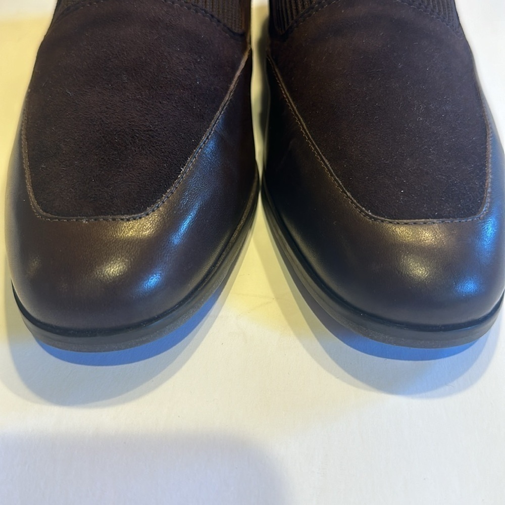 NWOT Ascot Etienne Aigner dark brown loafers all leather upper stretchy front - Picture 9 of 9